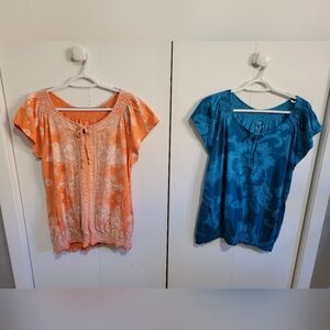 Sonoma Coral and Blue Women's Tops